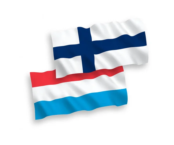 Vlag van Finland en Luxemburg op een witte achtergrond — Stockvector