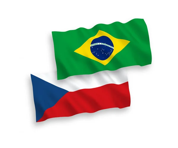 Banderas de la República Checa y Brasil sobre fondo blanco — Archivo Imágenes Vectoriales