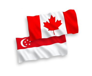 Beyaz arka planda Kanada ve Singapur bayrakları