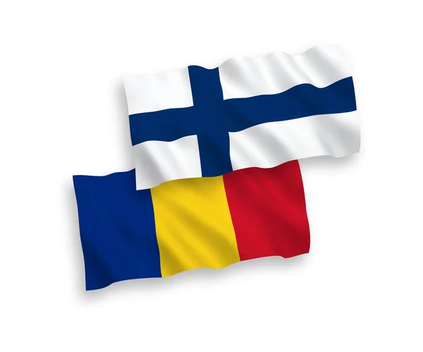 Флаги Румынии и Финляндии на белом фоне — стоковый вектор
