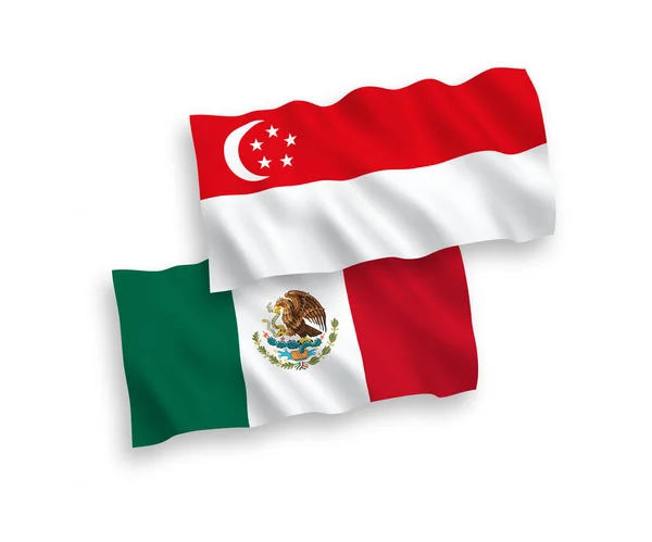Mexikos och Singapores flaggor på vit bakgrund — Stock vektor