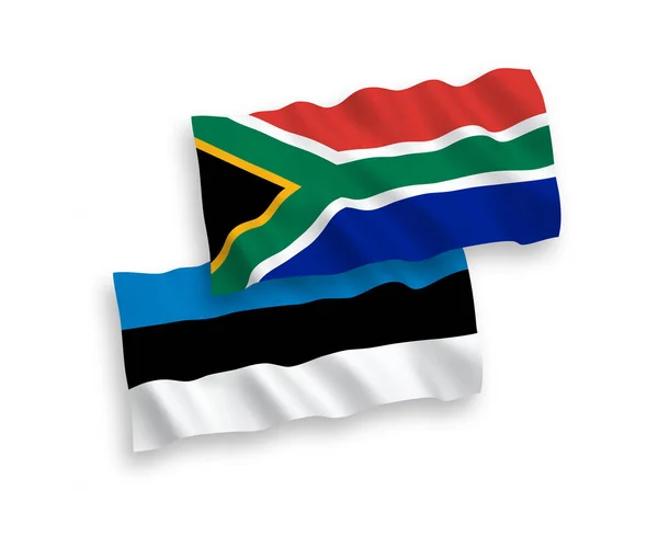 Republiken Sydafrikas och Estlands flagga på vit bakgrund — Stock vektor