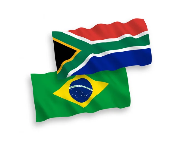 Flags of Brazil and Republic of South Africa on a white background — Stock Vector