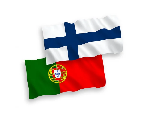 Flags of Portugal and Finland on a white background — Stock Vector