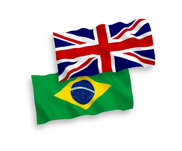 흰색 배경에 영국과 브라질의 국기 — 스톡 벡터