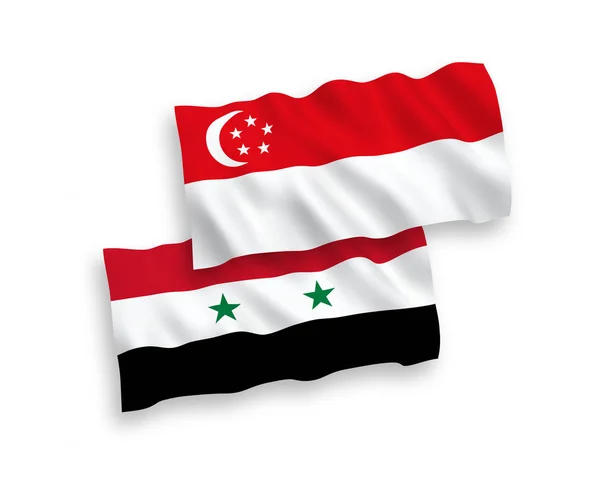 Flags of Singapore and Syria on a white background — Stock Vector