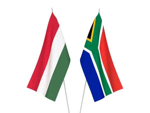 Drapeaux de la République d'Afrique du Sud et Hongrie — Photo
