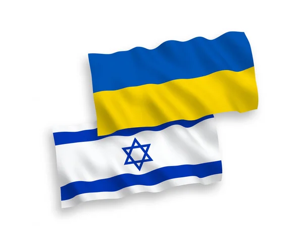 흰색 배경에 이스라엘과 우크라이나의 국기 — 스톡 벡터