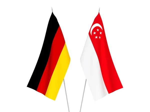 Niemcy i Singapur flagi — Zdjęcie stockowe