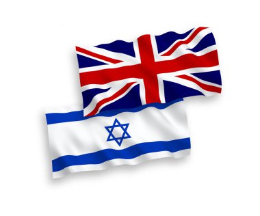 Beyaz arka planda Büyük Britanya ve İsrail bayrakları