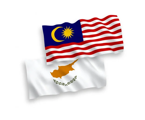 Bendera Siprus dan Malaysia pada latar belakang putih - Stok Vektor