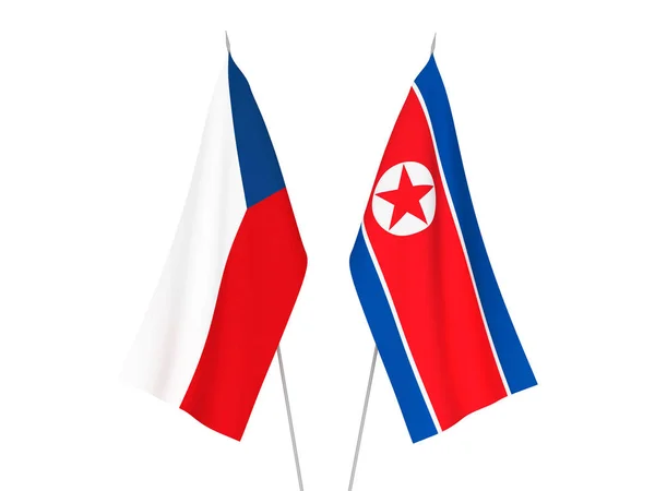 Bandeiras da Coreia do Norte e da República Checa — Fotografia de Stock