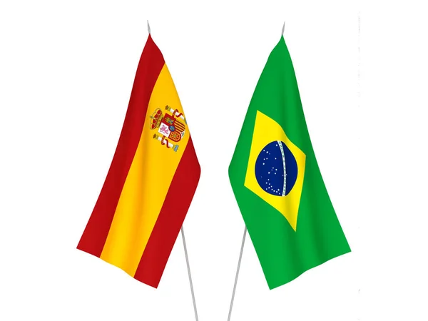 Βραζιλία και Ισπανία σημαίες — Φωτογραφία Αρχείου
