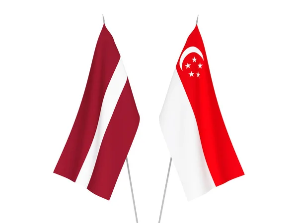 Latvia and Singapore flags