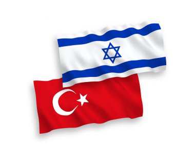 Beyaz arka planda Türkiye ve İsrail bayrakları