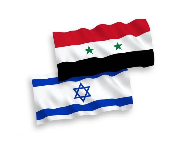 白色背景上的以色列和叙利亚国旗 — 图库矢量图片