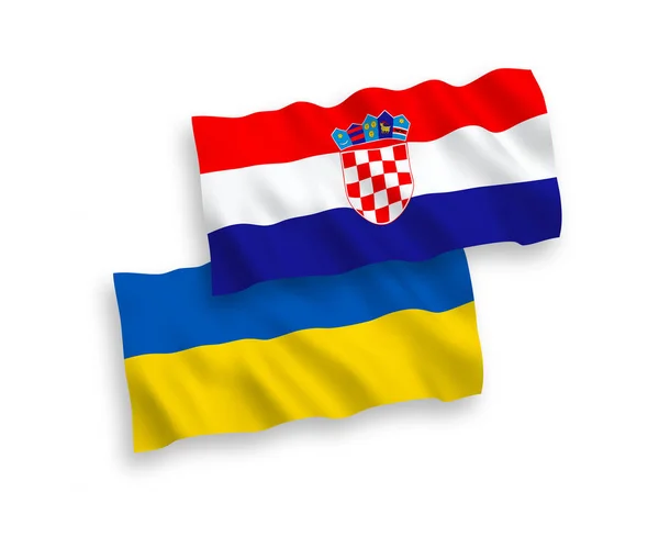 흰색 배경에 크로아티아와 우크라이나의 국기 — 스톡 벡터