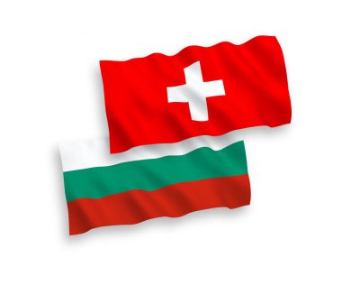 Beyaz arka planda İsviçre ve Bulgaristan bayrakları