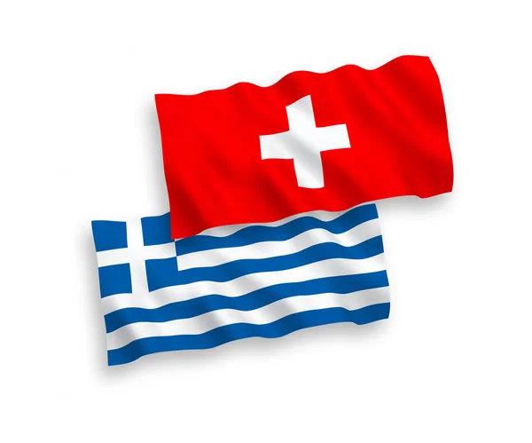 Banderas de Grecia y Suiza sobre fondo blanco — Vector de stock