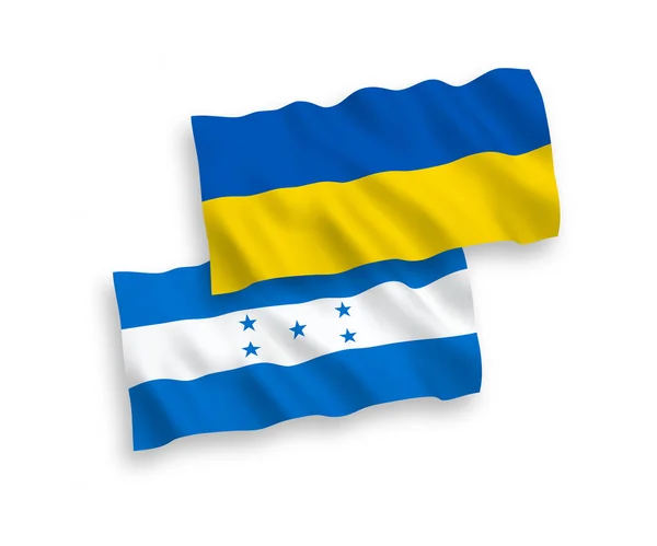 白色背景上的洪都拉斯和乌克兰国旗 — 图库矢量图片