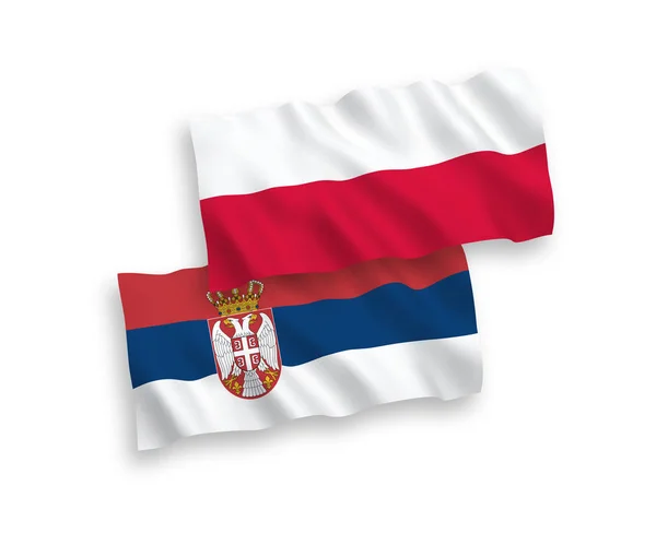 白色背景上的塞尔维亚和波兰国旗 — 图库矢量图片