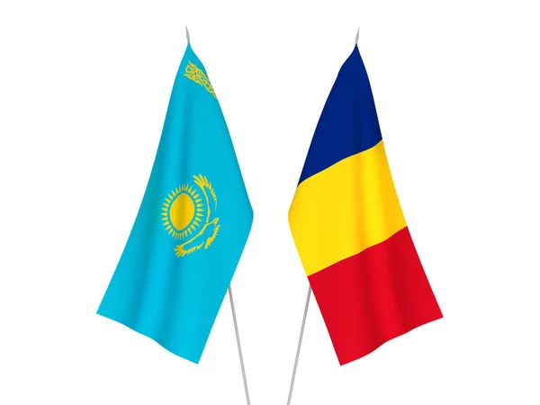 Прапори Румунії та Казахстану — стокове фото