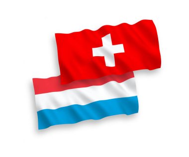 Beyaz arka planda İsviçre ve Lüksemburg bayrakları