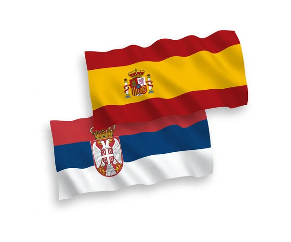 白色背景上的塞尔维亚和西班牙国旗 — 图库矢量图片