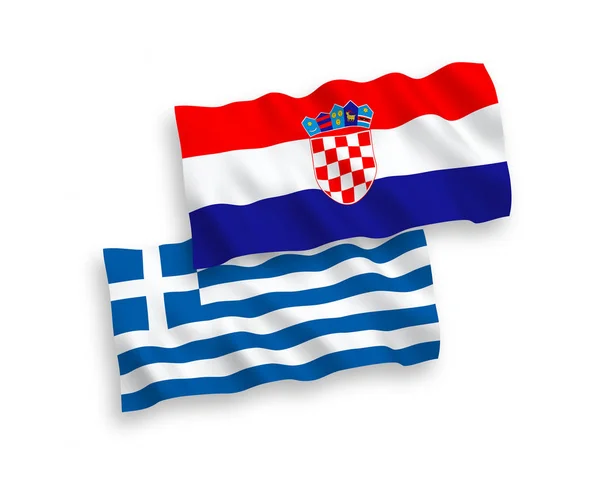 Bandeiras da Grécia e da Croácia sobre um fundo branco — Vetor de Stock