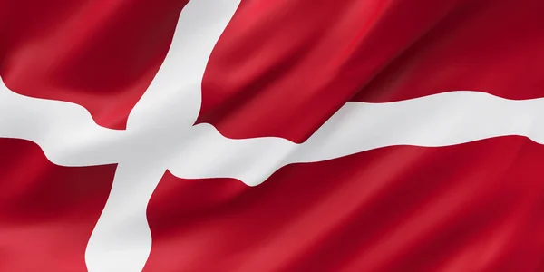 Bandera de primer plano de la onda de tela nacional de Dinamarca —  Fotos de Stock