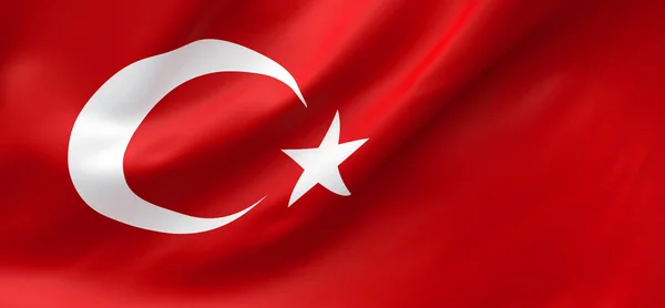 National Fabric Wave närbild flagga av Turkiet — Stockfoto