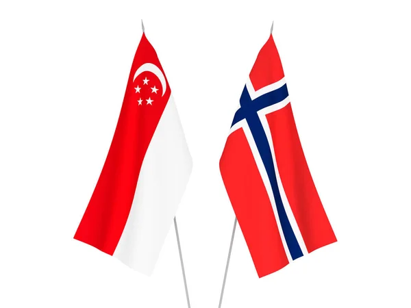 挪威和新加坡国旗 — 图库照片