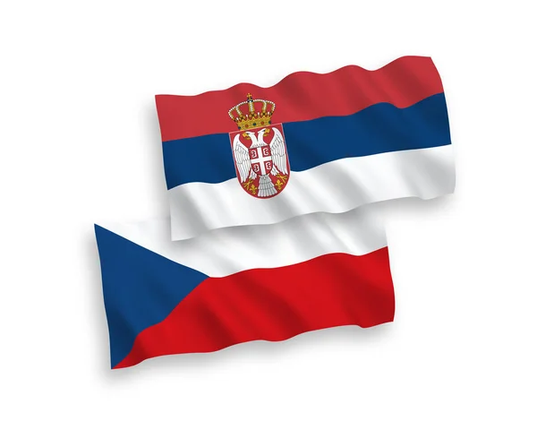 白色背景上的捷克共和国和塞尔维亚国旗 — 图库矢量图片