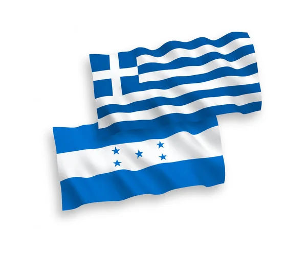 白い背景にギリシャとホンジュラスの旗 — ストックベクタ