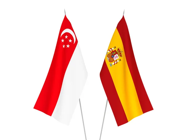 Banderas de España y Singapur —  Fotos de Stock