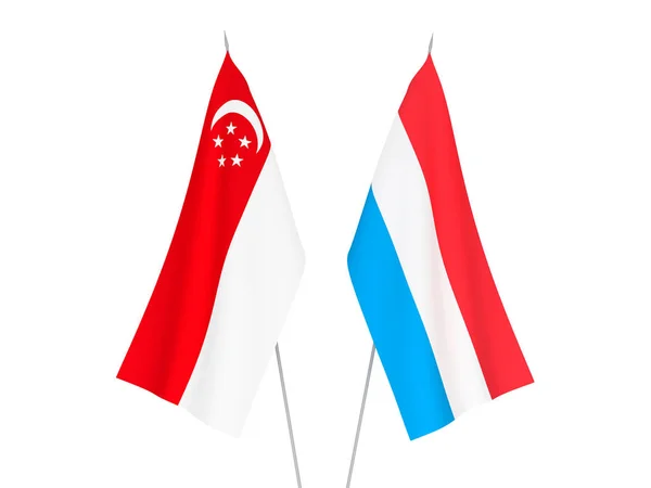 卢森堡和新加坡国旗 — 图库照片