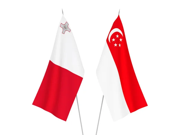 Flagi Singapuru i Malty — Zdjęcie stockowe