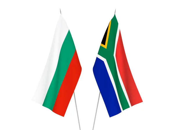 Bulgária és a Dél-afrikai Köztársaság zászlói — Stock Fotó