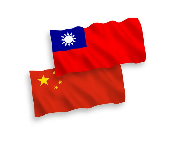 Σημαίες της Ταϊβάν και της Κίνας σε λευκό φόντο — Διανυσματικό Αρχείο