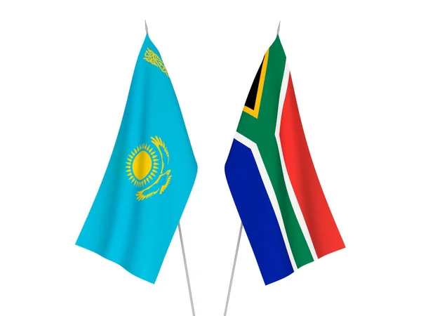 Kazahsztán és a Dél-afrikai Köztársaság lobogói — Stock Fotó