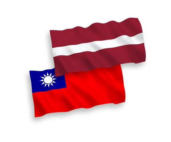 Flags of Latvia and Taiwan on a white background — Stock Vector