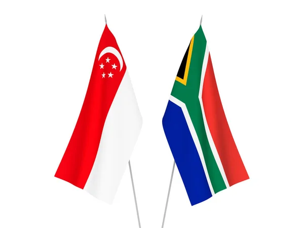 南非共和国和新加坡共和国国旗 — 图库照片
