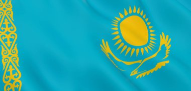 Ulusal Kumaş Dalgası Kazakistan Bayrağı