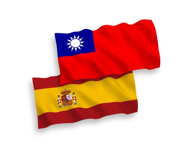 Flags of Taiwan and Spain on a white background — Stock Vector