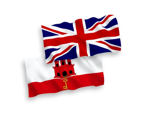 Bandeiras da Grã-Bretanha e Gibraltar sobre um fundo branco —  Vetores de Stock