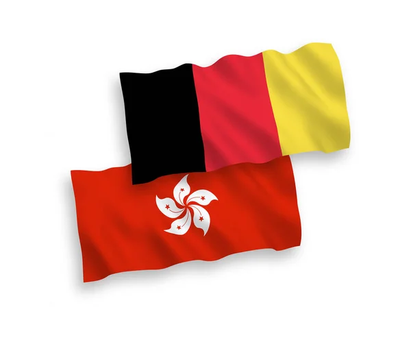 Banderas de Bélgica y Hong Kong sobre fondo blanco — Archivo Imágenes Vectoriales