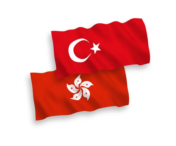 Banderas de Turquía y Hong Kong sobre fondo blanco — Archivo Imágenes Vectoriales