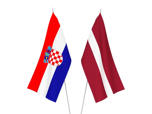 Bandeiras da Letónia e da Croácia — Fotografia de Stock