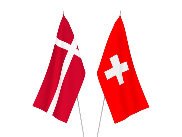Svájc és Dánia lobogói — Stock Fotó