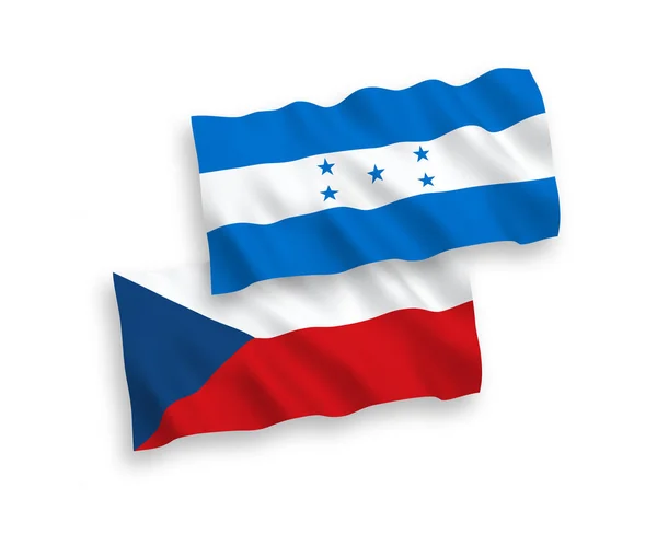 白色背景下的捷克共和国和洪都拉斯国旗 — 图库矢量图片